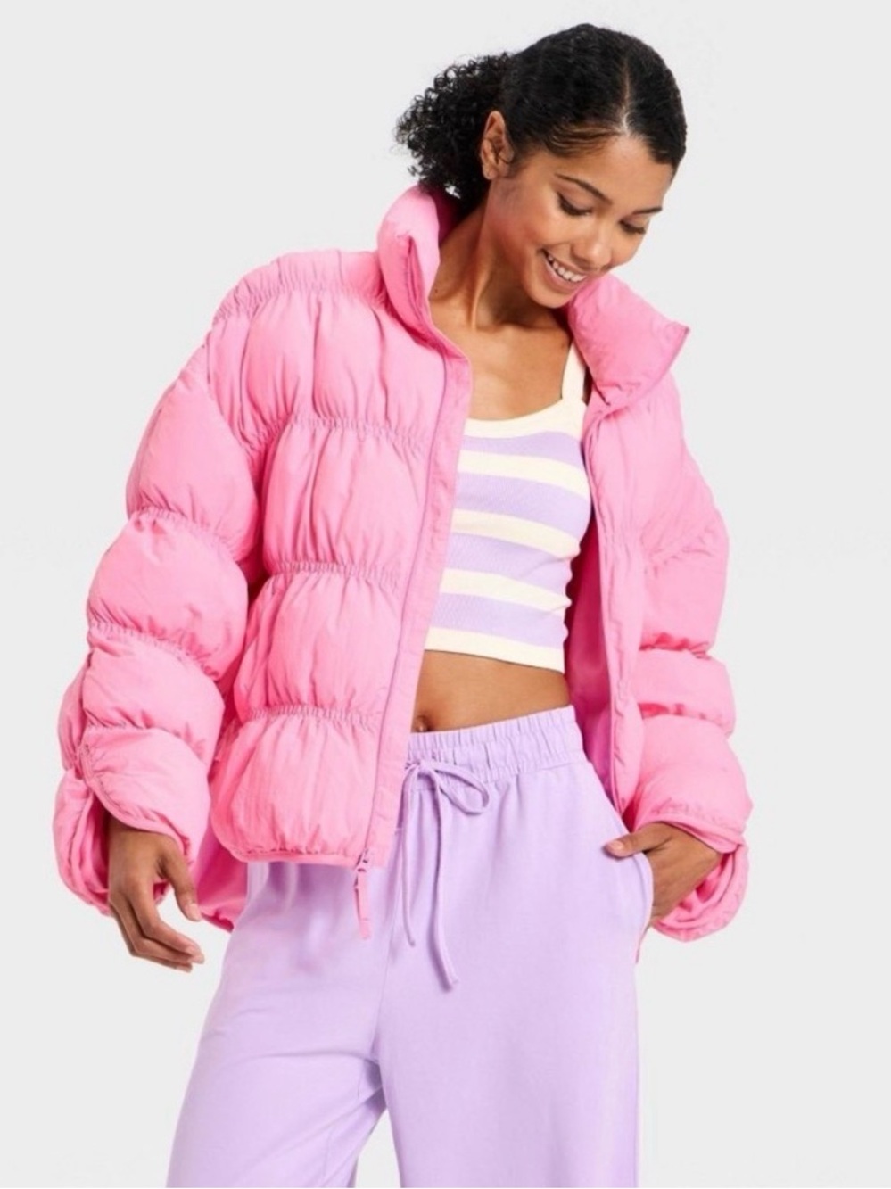 ๐ธJOY LAB PINK PUFFER JACKET SIZE MEDIUM๐ธ